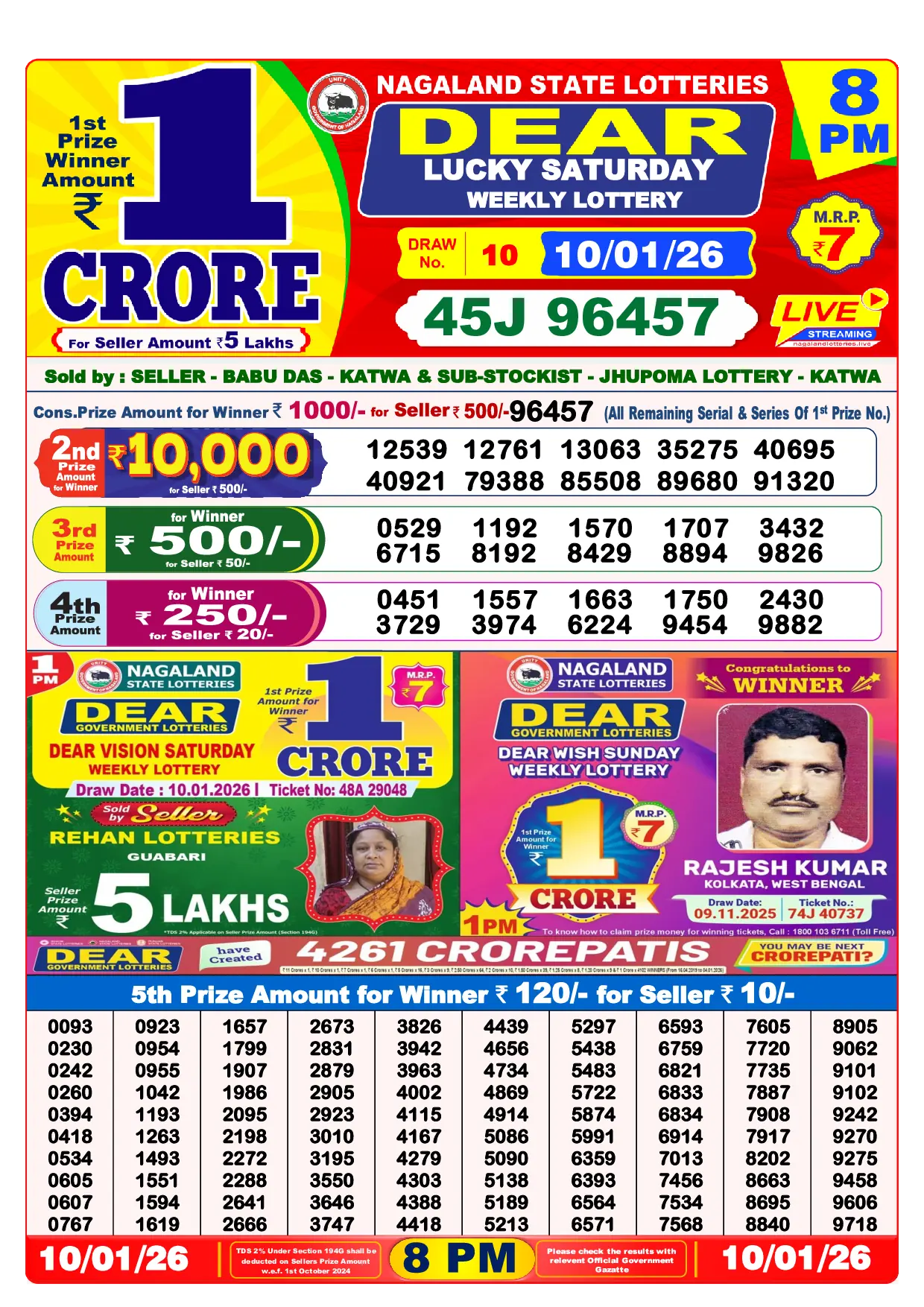 Check Dear Lottery Result Today 8 PM live on sambad.com.de for winning numbers.